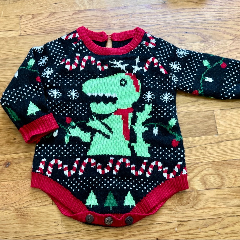 Dinosaur Christmas Sweater Onesie